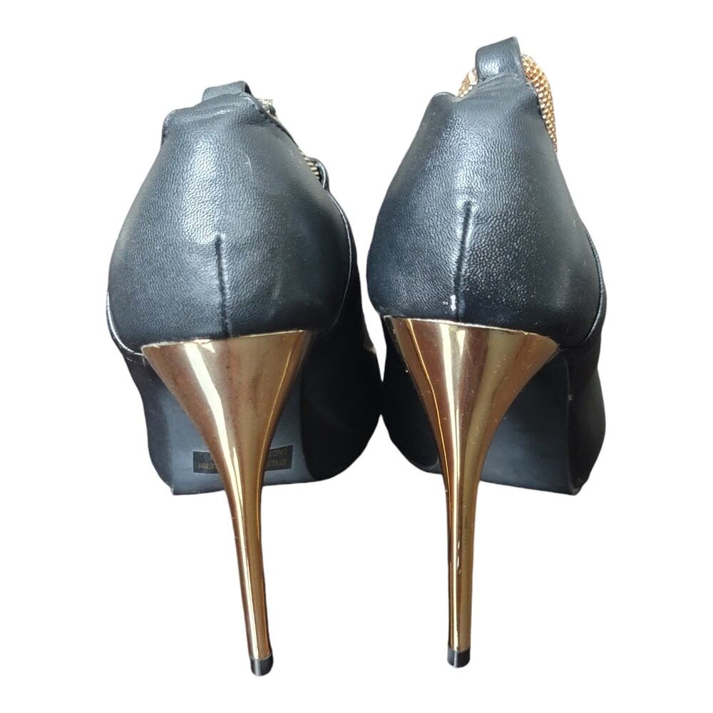 Wild Rose Chain Ankle Strap Metallic Pointy Toe and Heel Pumps Stiletto Heels - Picture 4 of 8